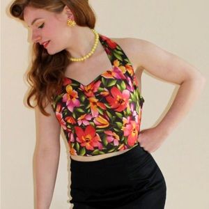 1940s Reproduction Delphy Floral Top